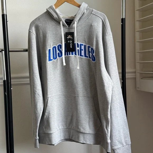NEW Graphic Hoodie Gray with Blue Los Angeles Logo XXL Cotton Blend NWT - Picture 3 of 7